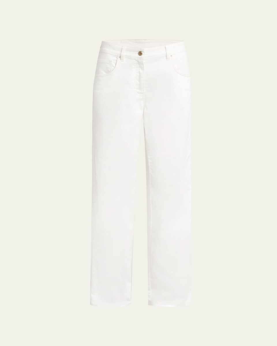 Wide Leg Stretch-Cotton Jeans